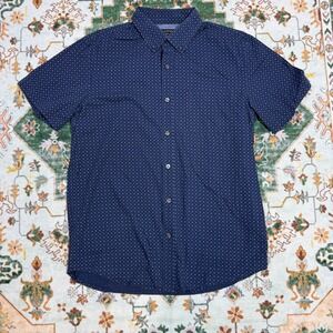 Banana Republic Soft Wash Slim Fit Blue Polka‎ Dot Short Sleeve Shirt M